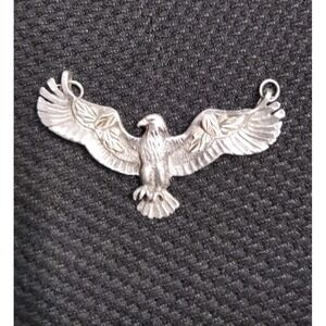 Vintage RCM 925 Silver Eagle Pendant 12K Leaves On Wings